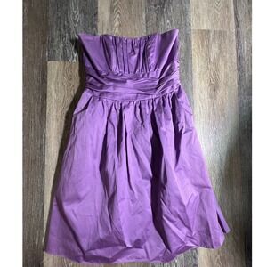 David's Bridal Strapless Cocktail Dress Women 8 Purple Excellent Pleated Pocket